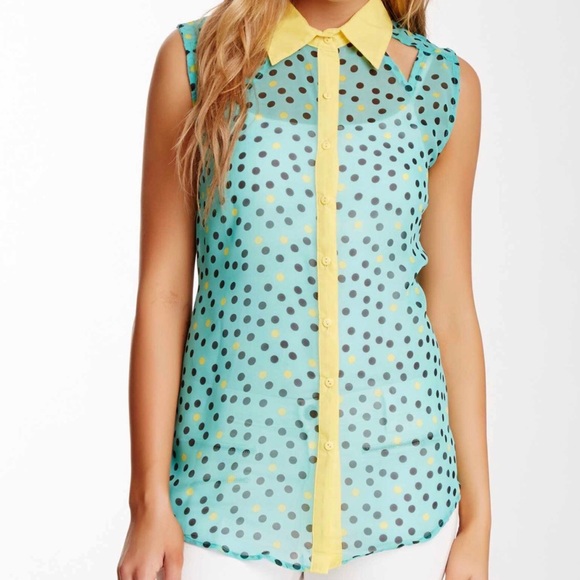 Luca Couture polka dot sleeveless blouse - Picture 1 of 2